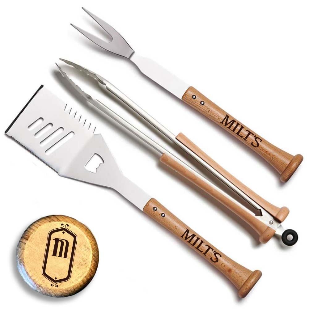 Triple Play” Grill Set with Customized Milt's BBQ Handles